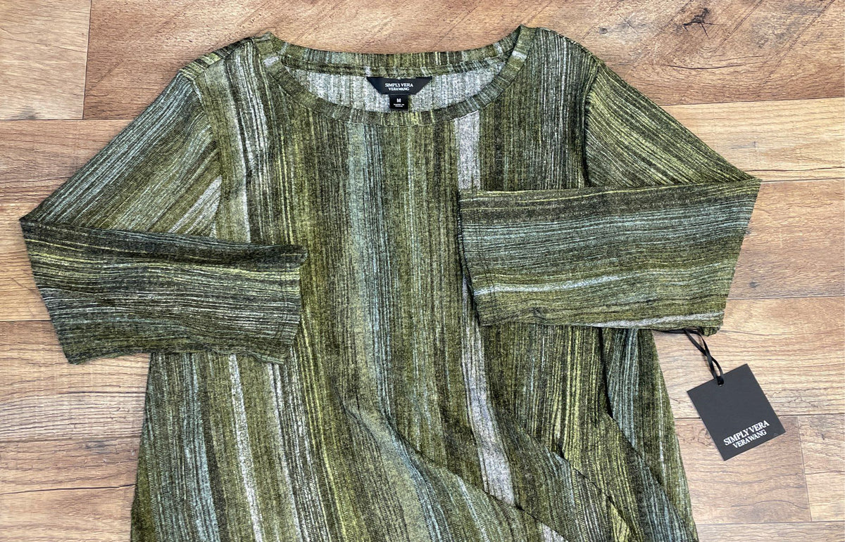 Simply Vera Wang Women's Green Space Dye Side Knot Top Size M NWT