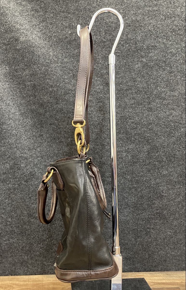 Tignanello Black Leather Satchel Shoulder Bag Brass Hardware