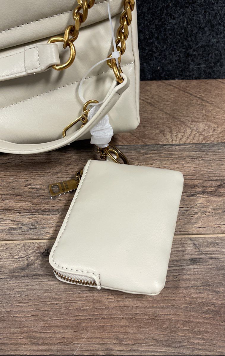 Steve Madden Oatmilk Beige BPARKER Quilted Chevron Shoulder Bag NWT Pouch