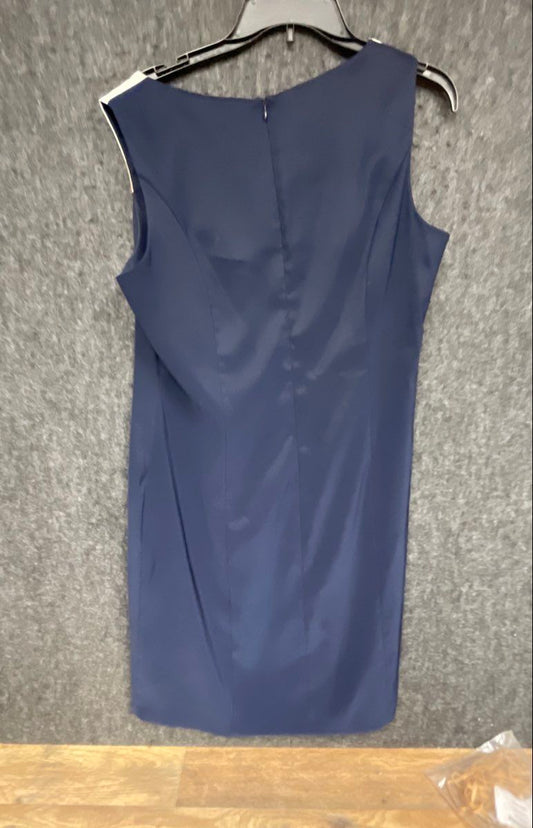 Dressbarn Women's Navy Blue Colorblock Sleeveless V-Neck Shift Dress Size 16