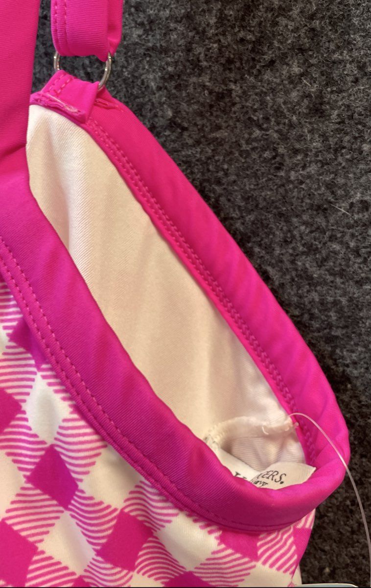 Kim Rogers Curvy Women's Tankini Top Pink White Gingham Check Blouson NWT 20W