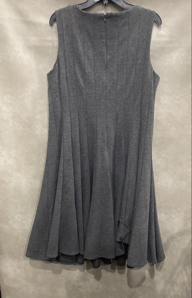 New Directions Women's Grey Herringbone Knit Sleeveless Fit & Flare Dress Sz 16W