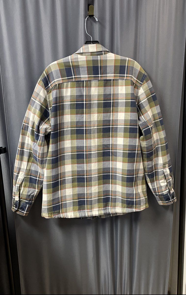 LL Bean Men's Green Blue Plaid Quilted Lined Flannel Shirt Jacket Sz M-Reg