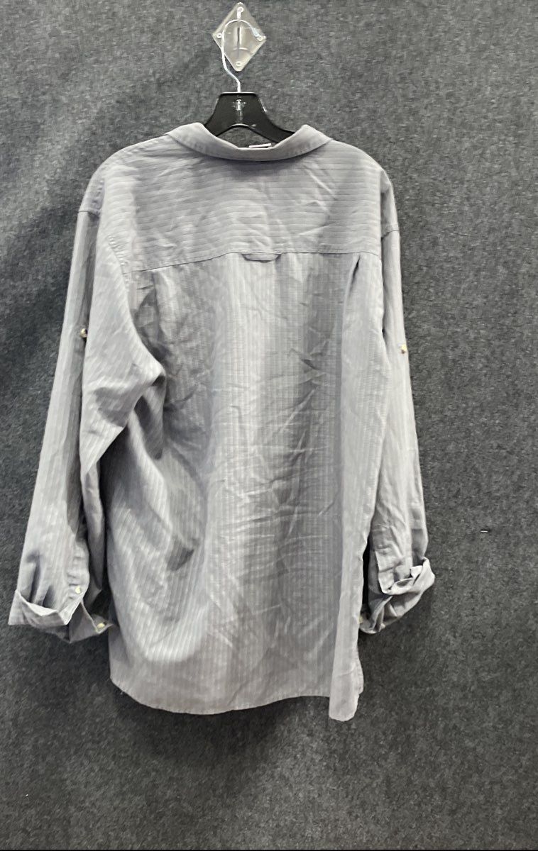 The North Face Men's Gray Mini Check Roll Tab Sleeve Vented Hiking Shirt Sz L
