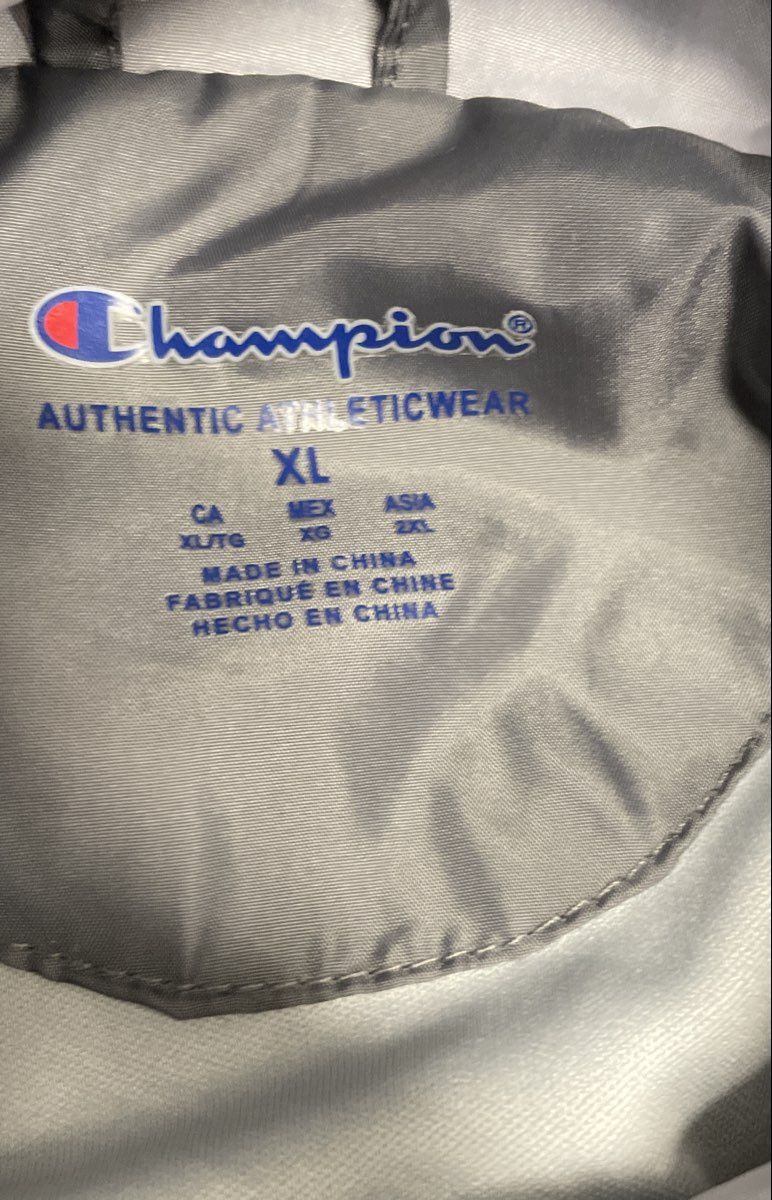Champion Men's Gray Windbreaker Jacket American Flag F Logo Hooded Size XL