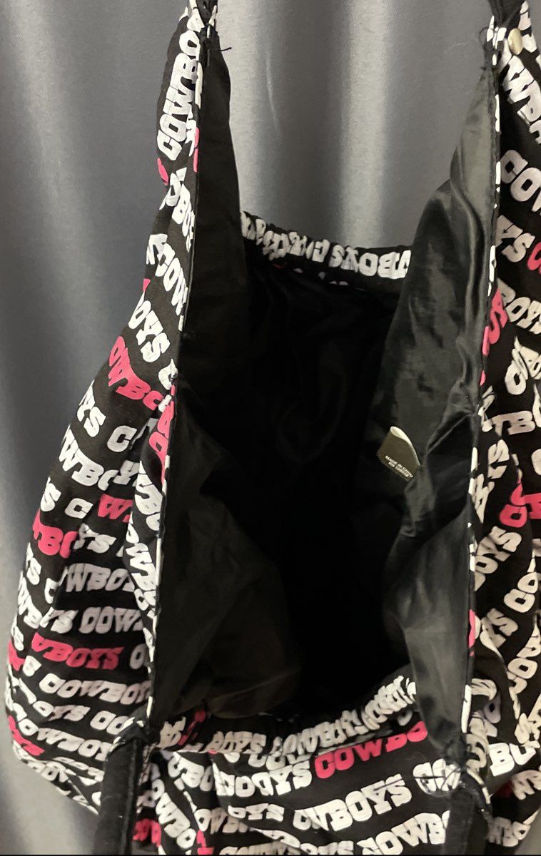 NFL Dallas Cowboys Black White Pink All Over Print Star Logo Hobo Tote Bag