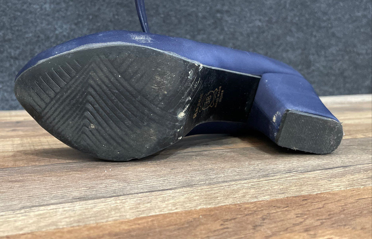 Rojan Dark Blue T-Strap Platform Block Heels Size 38