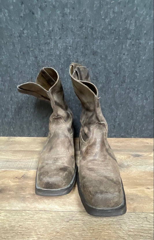 Ariat Groundbreaker Square Toe Brown Leather Western Work Boots Size 10.5 D