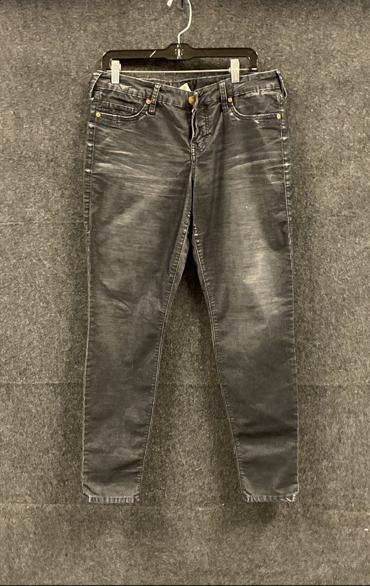 True Religion Women's Shannon Skinny Jeans Dark Gray Whiskered Stretch Size 32