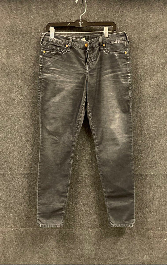 True Religion Women's Shannon Skinny Jeans Dark Gray Whiskered Stretch Size 32