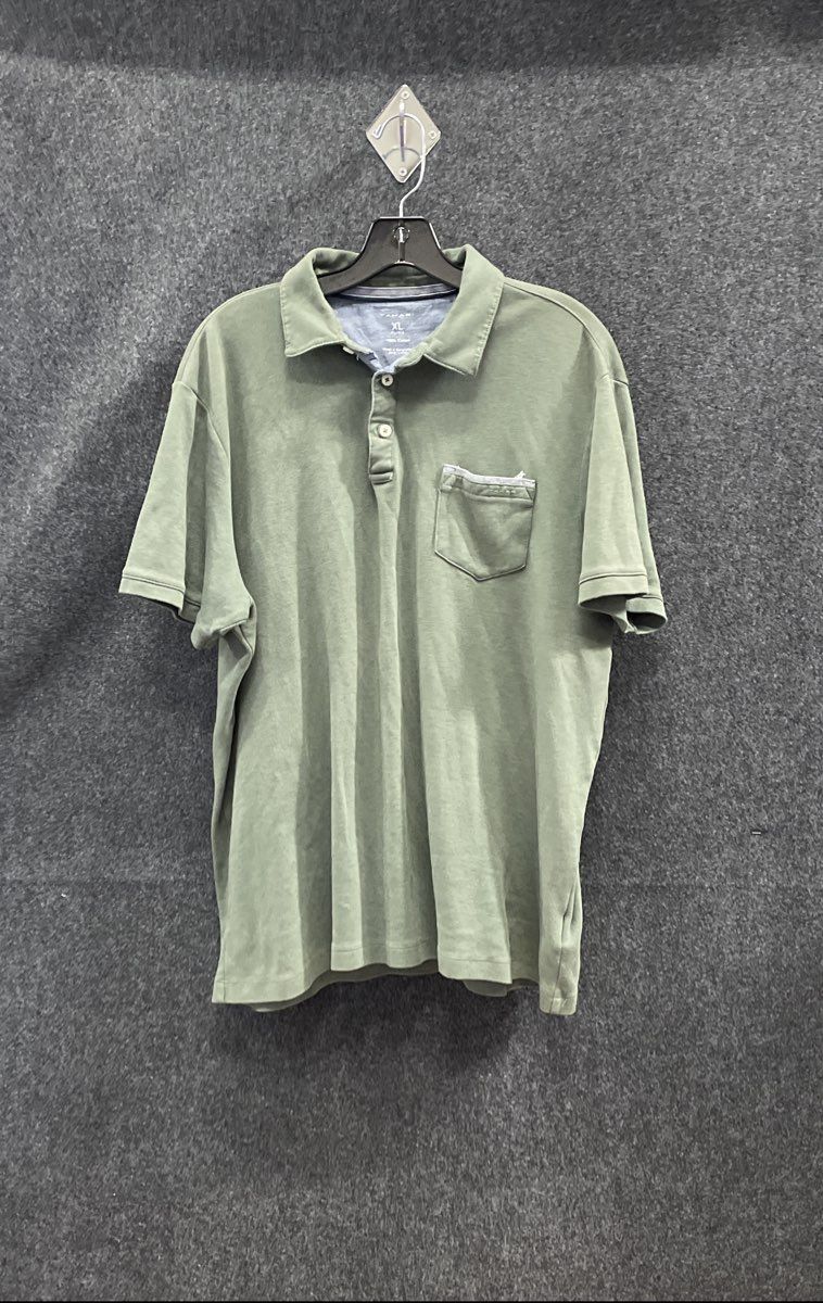 Tahari Men's Olive Green Short Sleeve Cotton Polo Shirt Pocket Sz XL