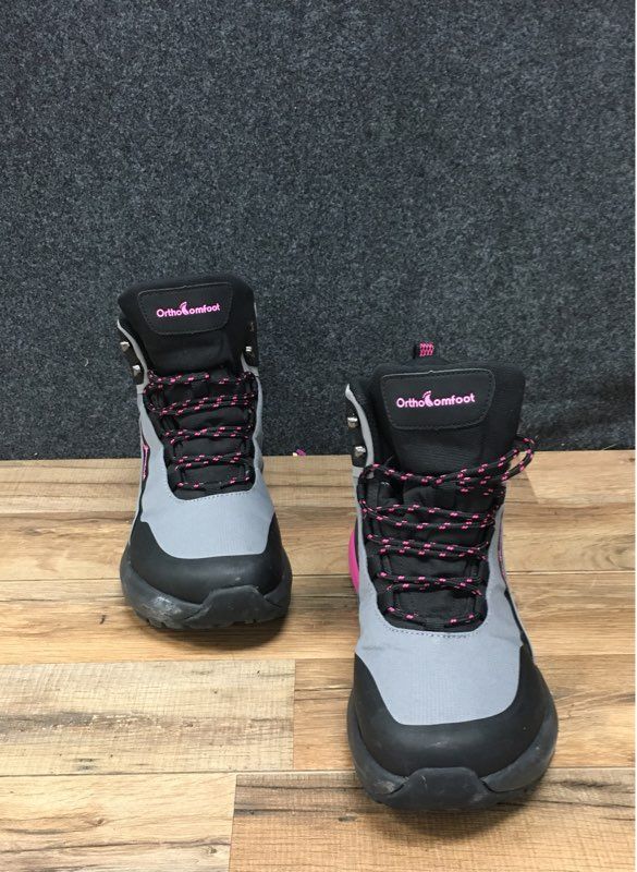 New OrthoComfoot 25DS03G Hiking Boots Black Grey Pink Women's Size EU 41 Wide