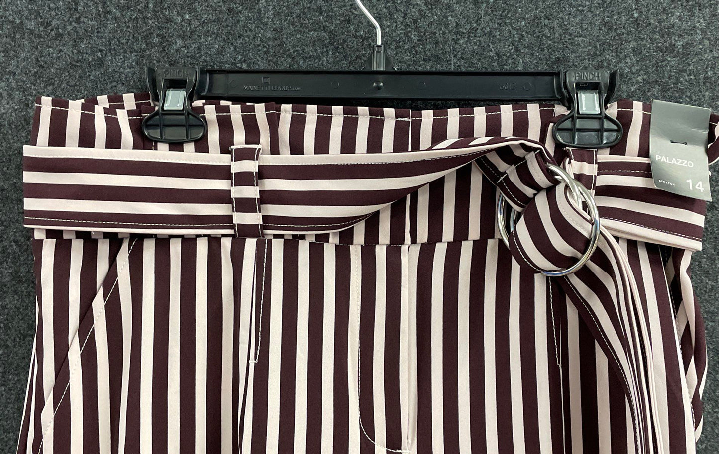New York & Company Women's Burgundy White Striped Palazzo Pants Sz 14 NWT