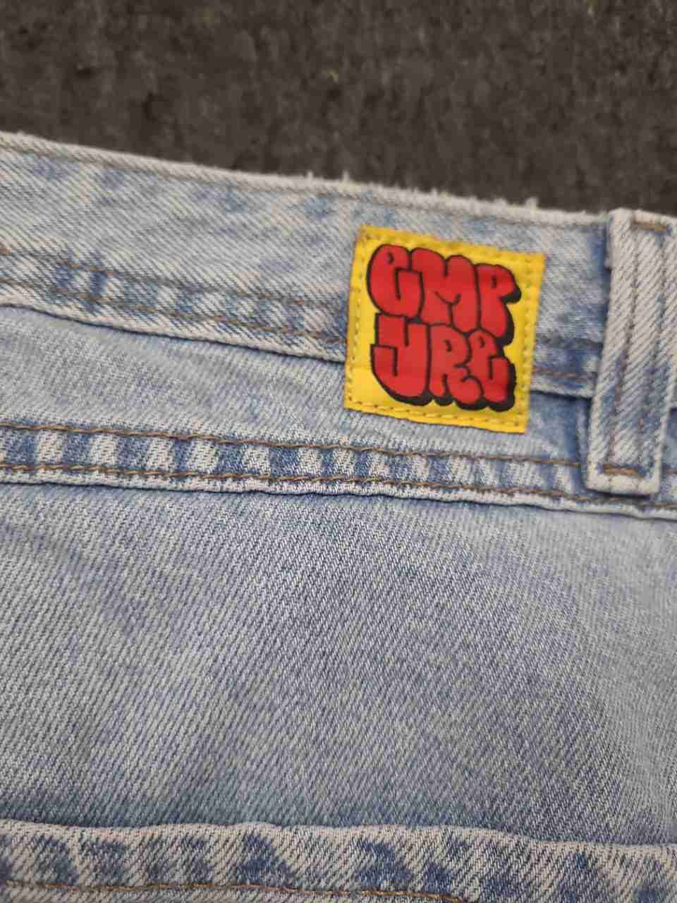 Empyre Men's Loose Fit Jeans Light Wash Blue Baggy Embroidered Logo Sz 36