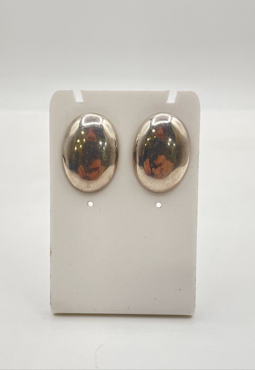 925 Sterling Silver Oval Dome Stud Earrings 5.9g
