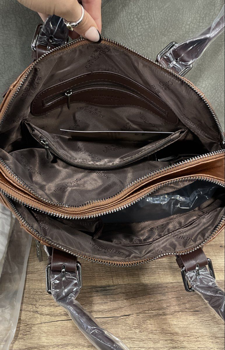 Xidibaoluo Tan Vegan Leather Satchel Shoulder Bag New With Dust Bag