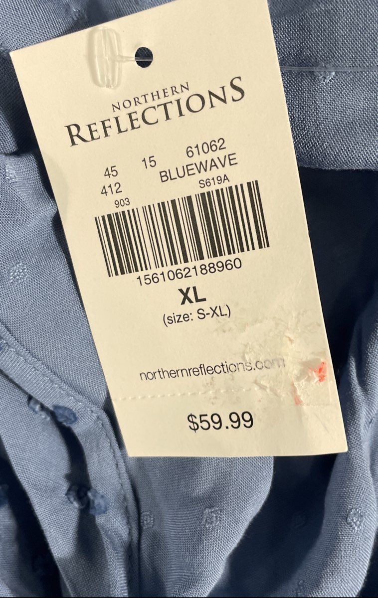 Northern Reflections Women's Blue Rayon Swiss Dot Tiered Hem Blouse Sz XL NWT