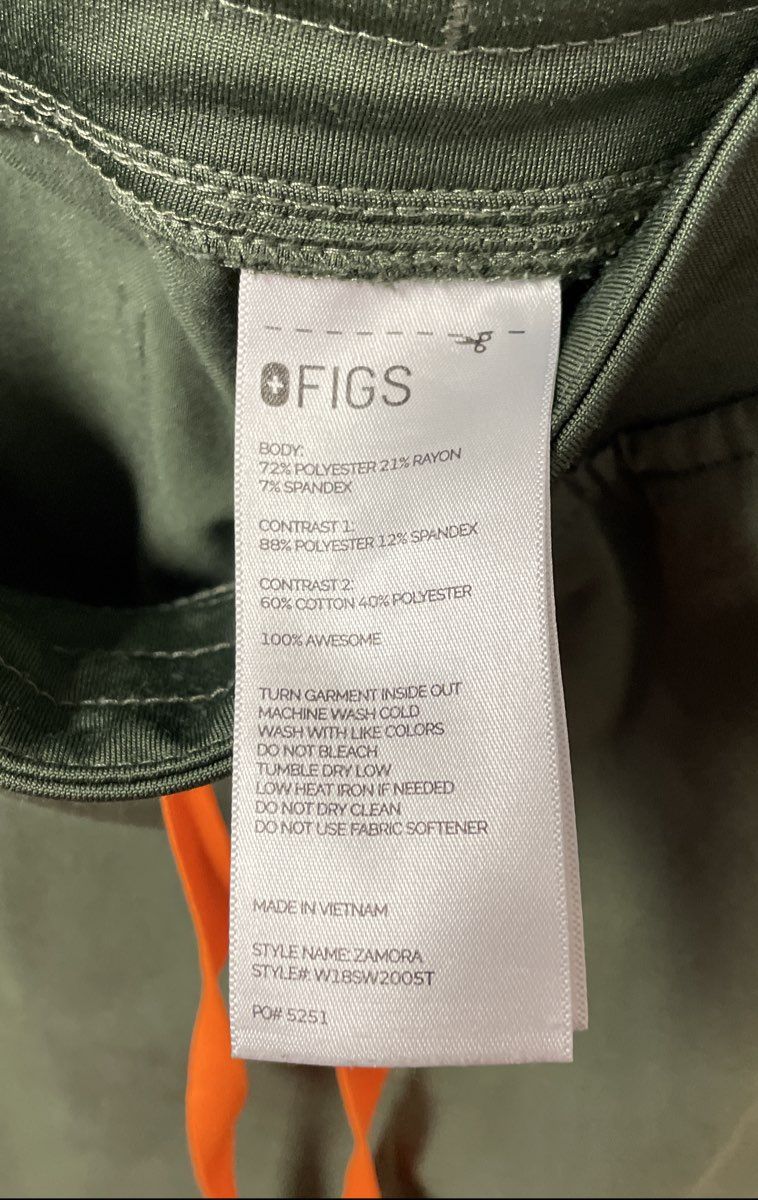 Figs Women's Zamora Jogger Scrub Pants Green Drawstring Cargo Sz M Tall