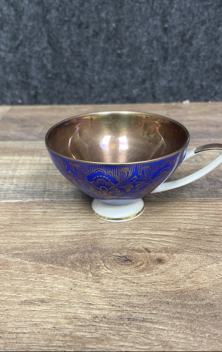Alka Bavaria 950 Cobalt Blue Gold Scroll Cup & Saucer Set Porcelain Germany