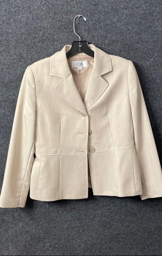 Le Suit Women's Beige Single Breasted Career Blazer Jacket Petite Size 6P