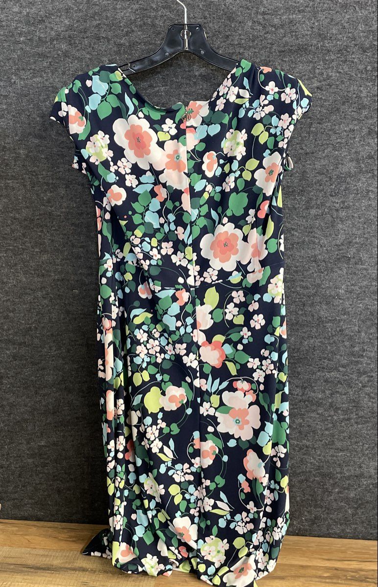 Tommy Hilfiger Women's Navy Blue Floral Draped V-Neck Sheath Dress Size 18
