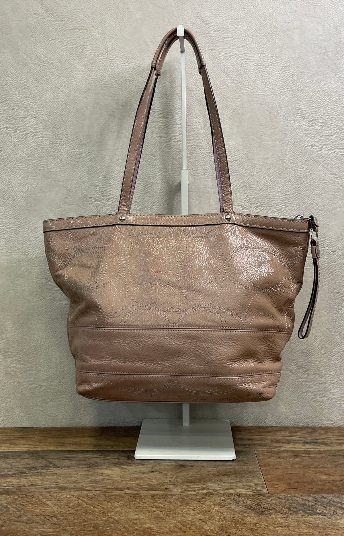 Coach F15142 Metallic Lavender Pink Leather Chelsea Signature Shoulder Bag