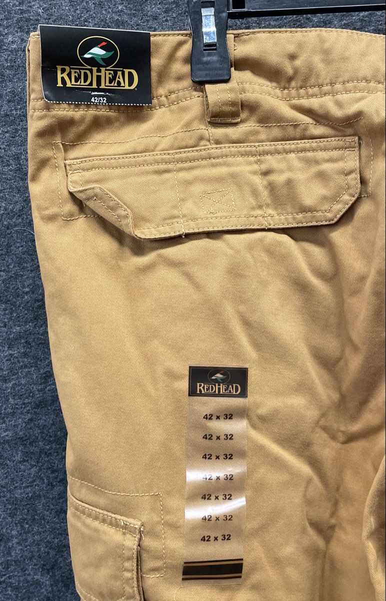 RedHead Men's Tan Flannel Lined Canvas Cargo Pants NWT 42x32