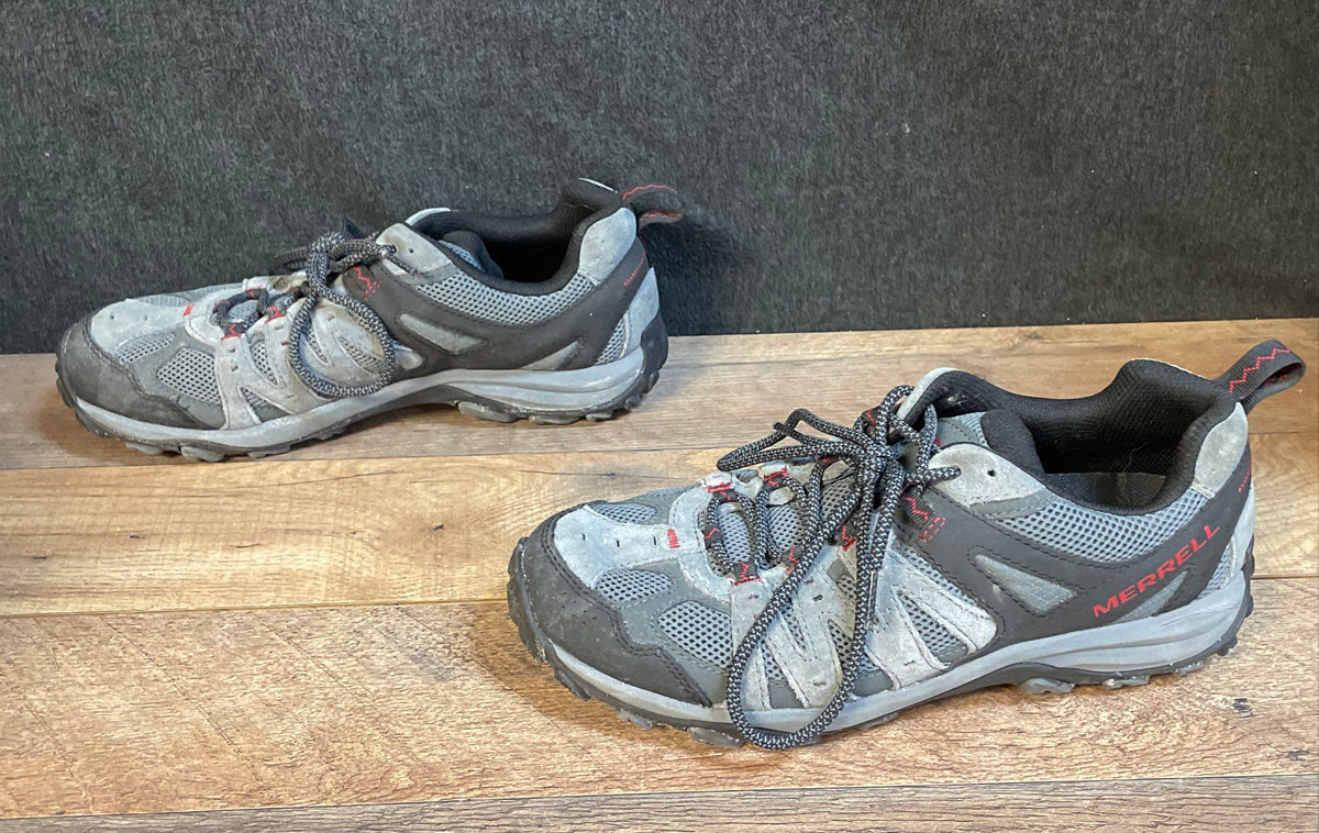 Merrell Alverstone Men's Gray Black Red Trail Hiking Shoes Size 9