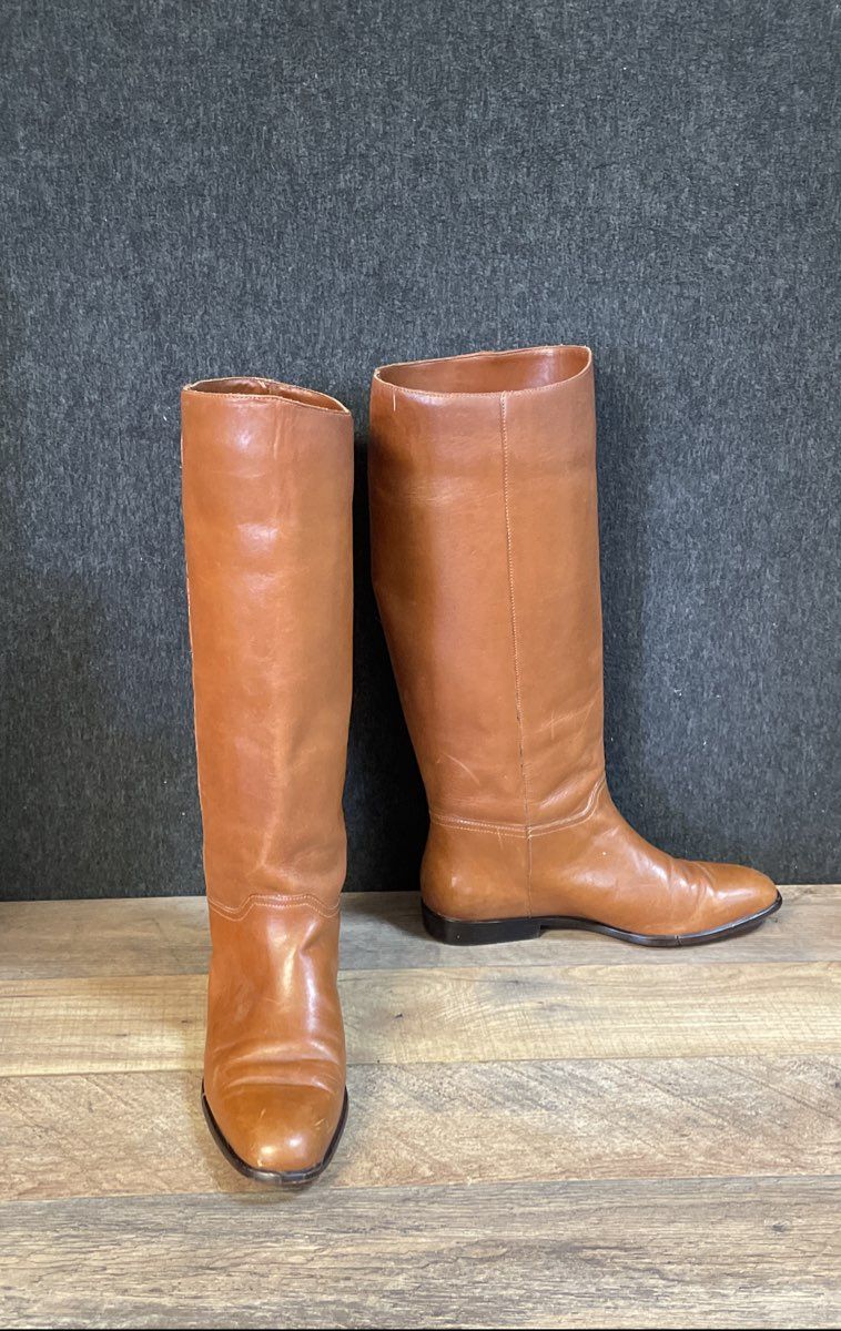 Catleia Savanna Cognac Brown Leather Calf High Pull On Boots Women's Size 7M