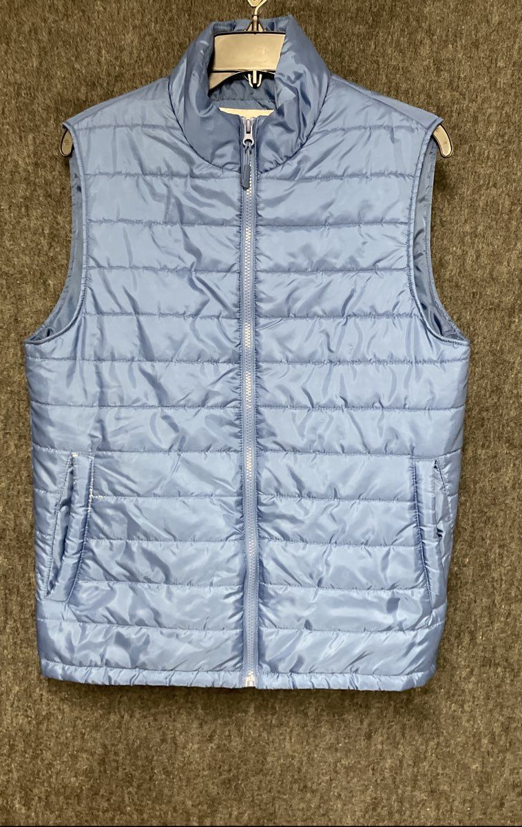 Sonoma Goods For Life Light Blue Quilted Puffer Vest Full Zip Mock Neck Sz S