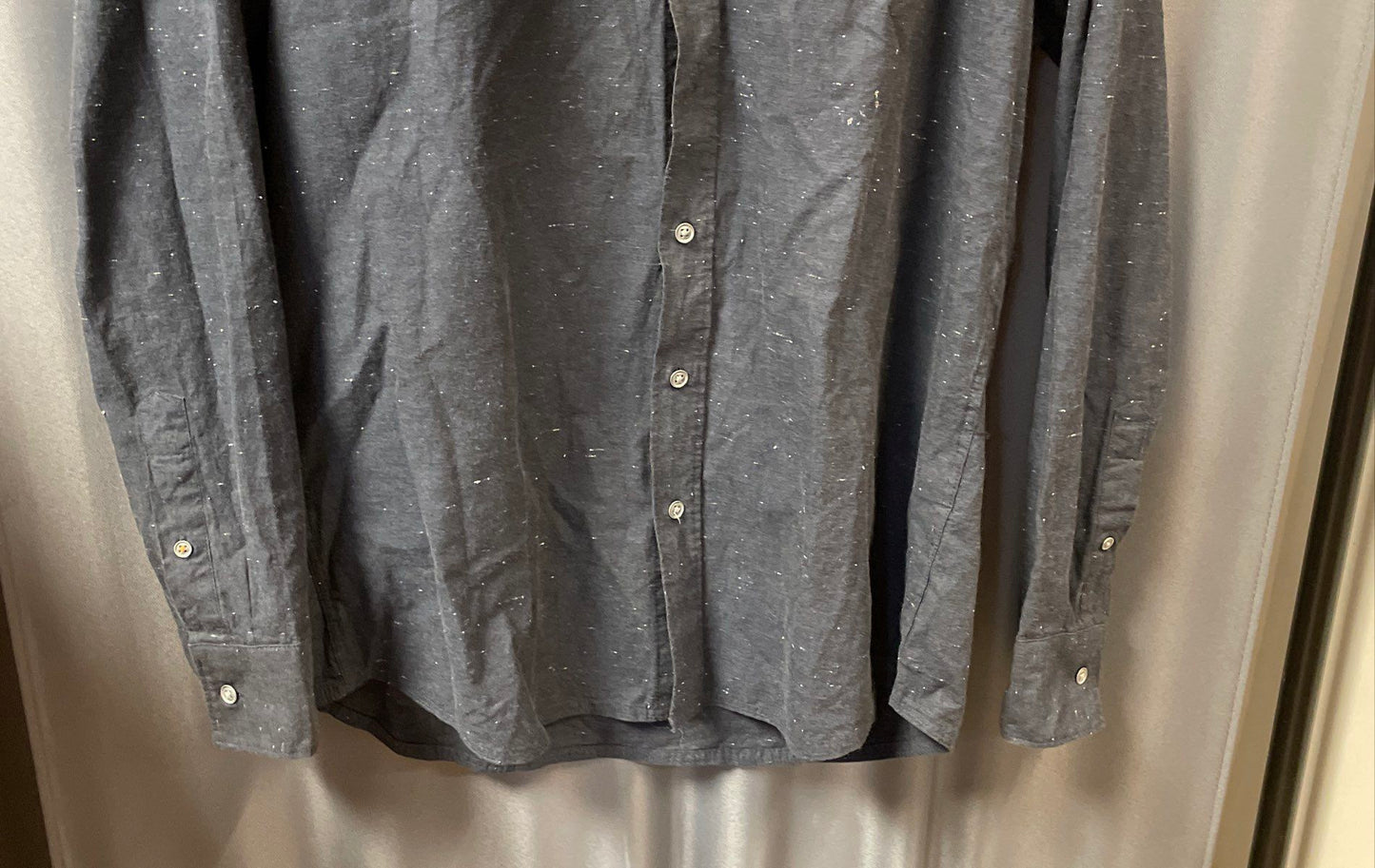 W.R.K Men's Gray Speckled Nep 100% Cotton Long Sleeve Button Up Shirt Size L