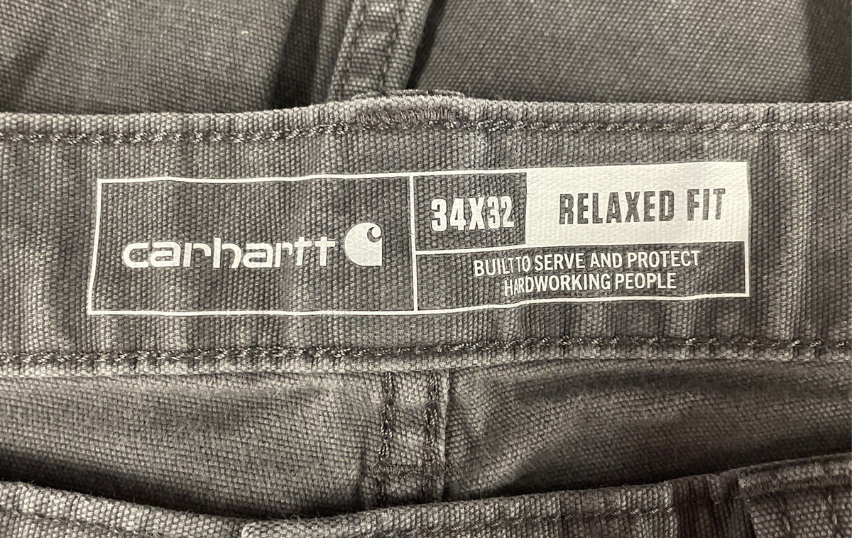 Carhartt Men's Grey Relaxed Fit Canvas Work Carpenter Pants Size 34x32