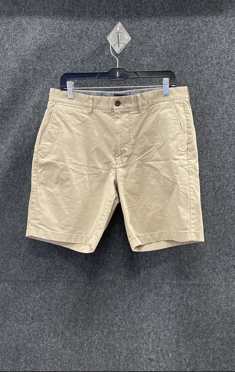 J. Crew Men's Tan Khaki Chino Shorts Flat Front Cotton Size 34x9
