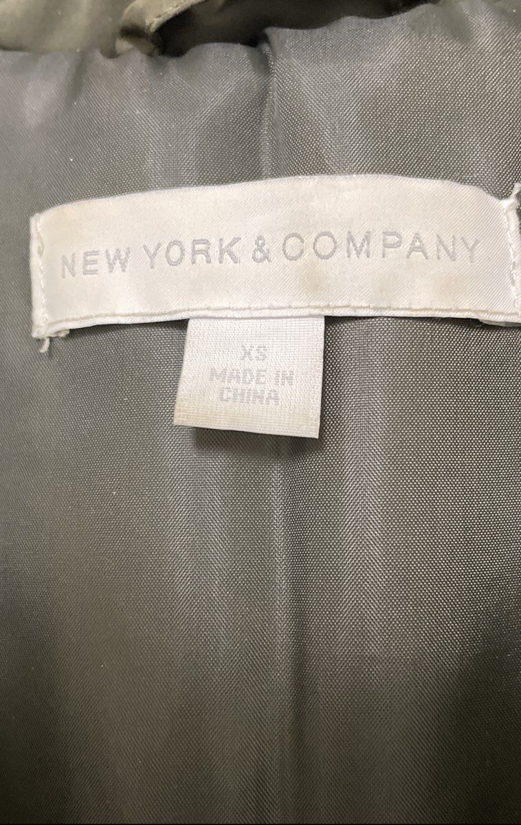 New York & Company Women's Olive Green Quilted Puffer Vest Full Zip Sz XS