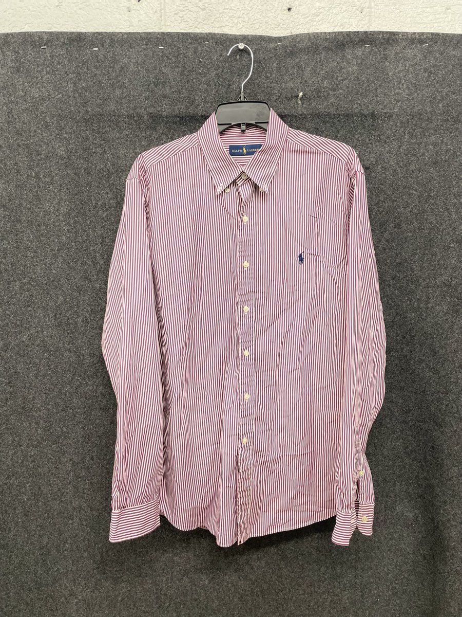 Polo Ralph Lauren Men's Long Sleeve Button Up Shirt Purple White Striped Sz XL