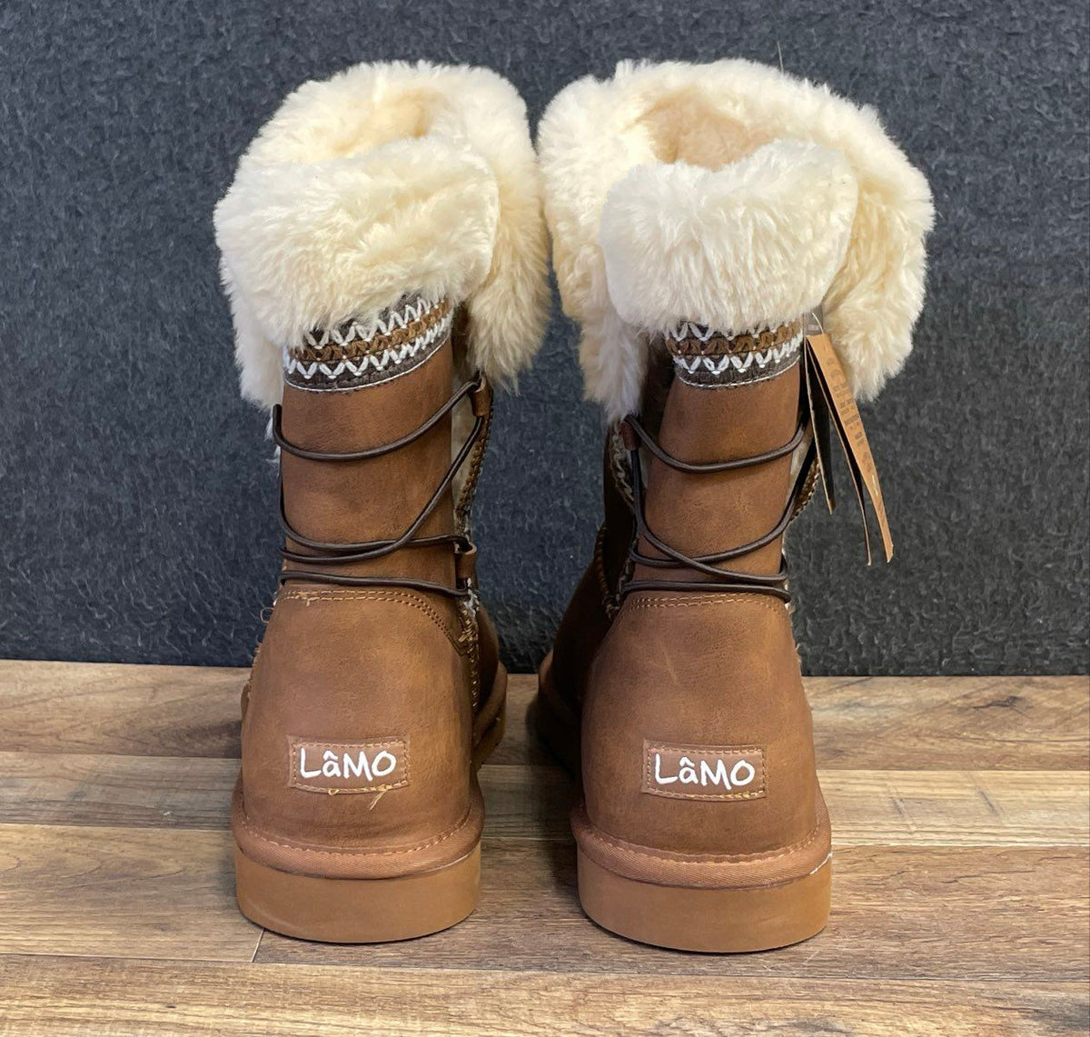 LaMO Women's Chestnut Faux Fur Trim Tall Winter Boots Size 10 NWT