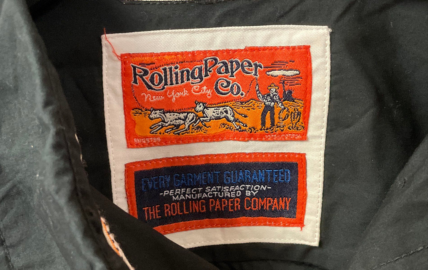 Rolling Paper Co Men's Black Button Down Long Sleeve Roll Tab Shirt Sz 2XL