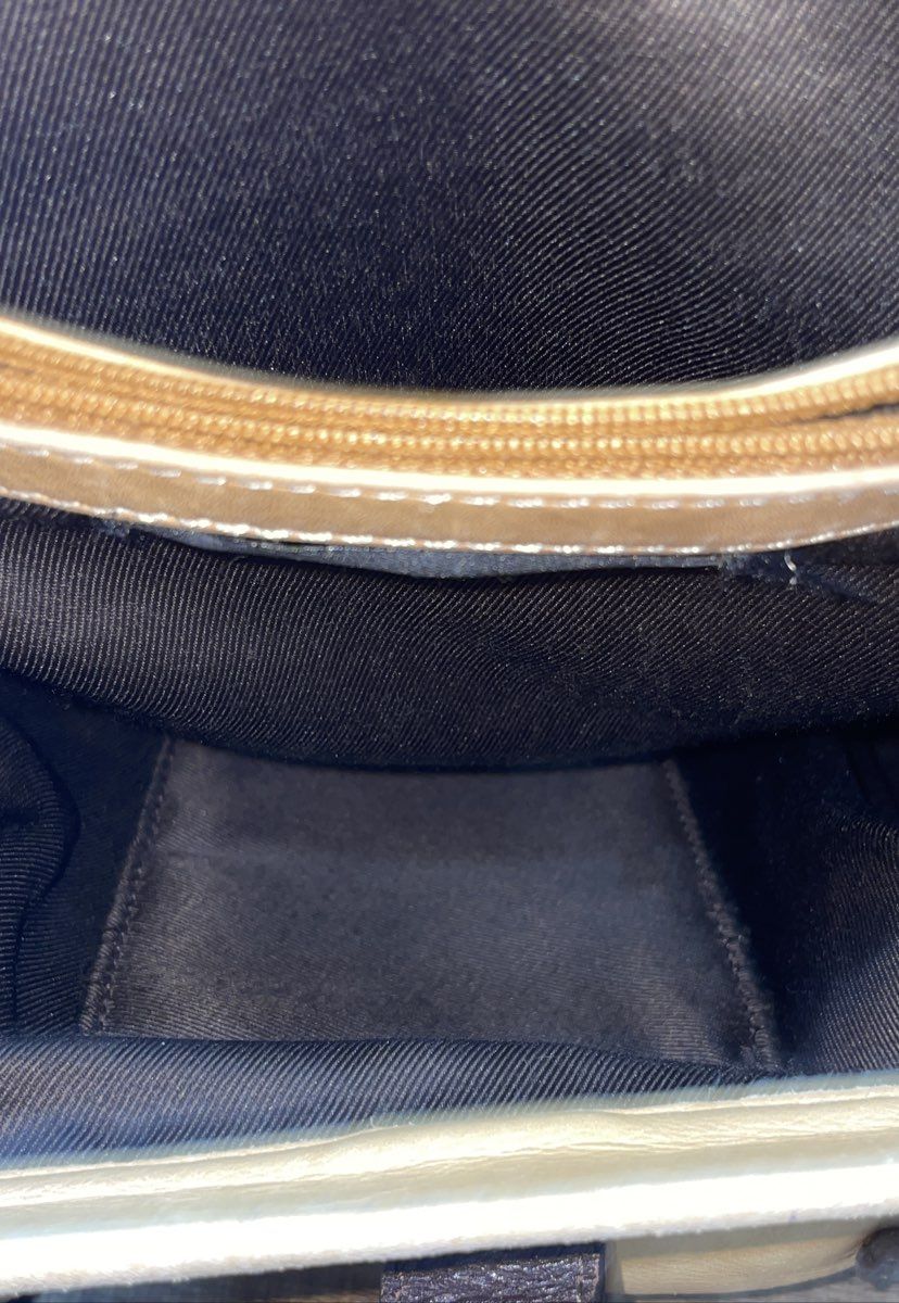 Sophia Visconti Cream Leather Multi Pocket Shoulder Bag Tote Brown Trim