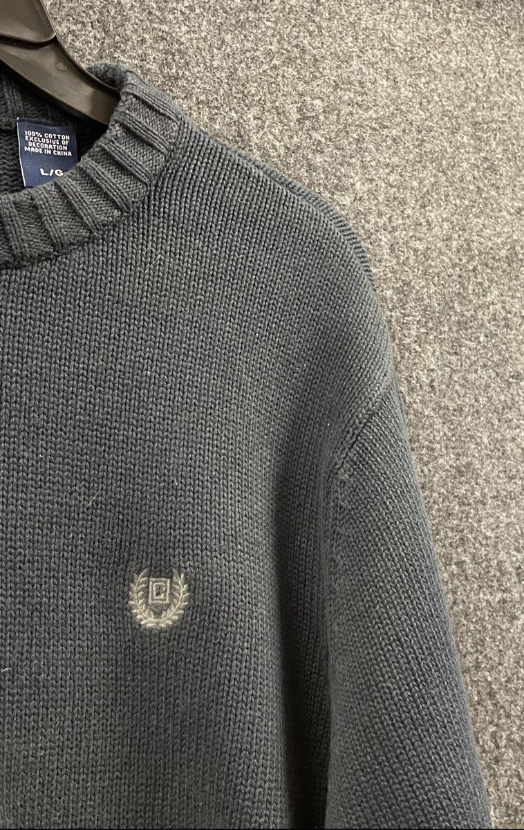 Chaps Men's Navy Blue 100% Cotton Ribbed Crewneck Sweater Size L NWT