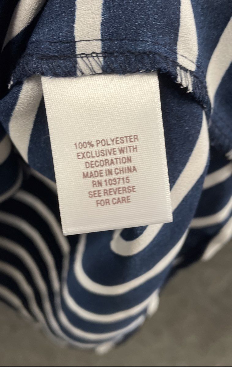 Roz & Ali Women's NWT Navy White Stripe Tunic Blouse Roll Tab Sleeve Zip Sz 3X