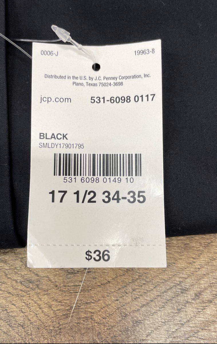 Stafford Men's Black Easy-Care Broadcloth Dress Shirt Reg Fit 17.5 34-35 NWT