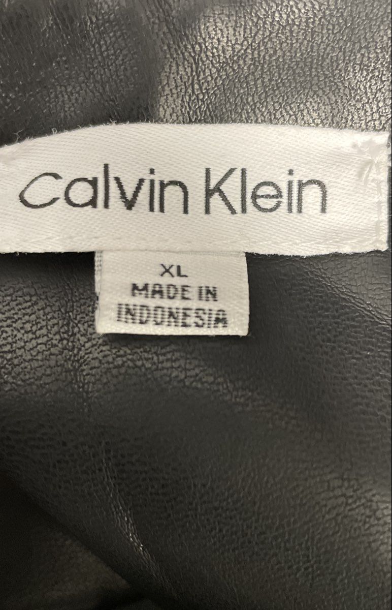 Calvin Klein Women's Black Faux Leather Shirt Jacket Shacket Sz XL