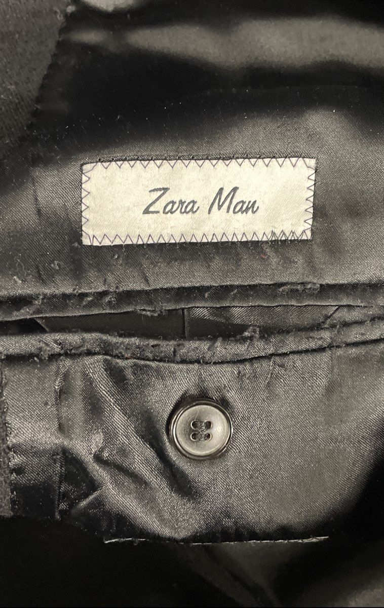 Zara Man Black Etiqueta Blanca Belted Military Overcoat Fall Winter 08-09 Sz XL
