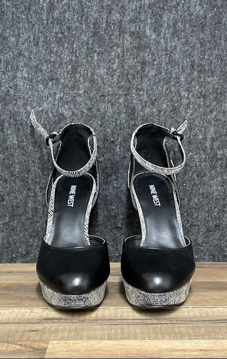 Nine West Black Ankle-Strap Platform Heels Size 9