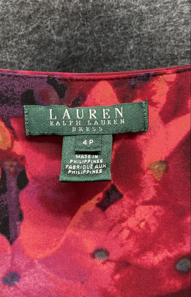 Lauren Ralph Lauren Women's Pink Floral Flutter Sleeve Ruched Sheath Dress Sz 4P