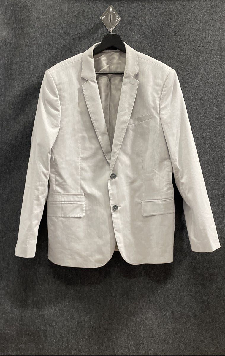 Express Men's Grey Fitted Cotton Blend Suit Jacket Blazer Size 42R