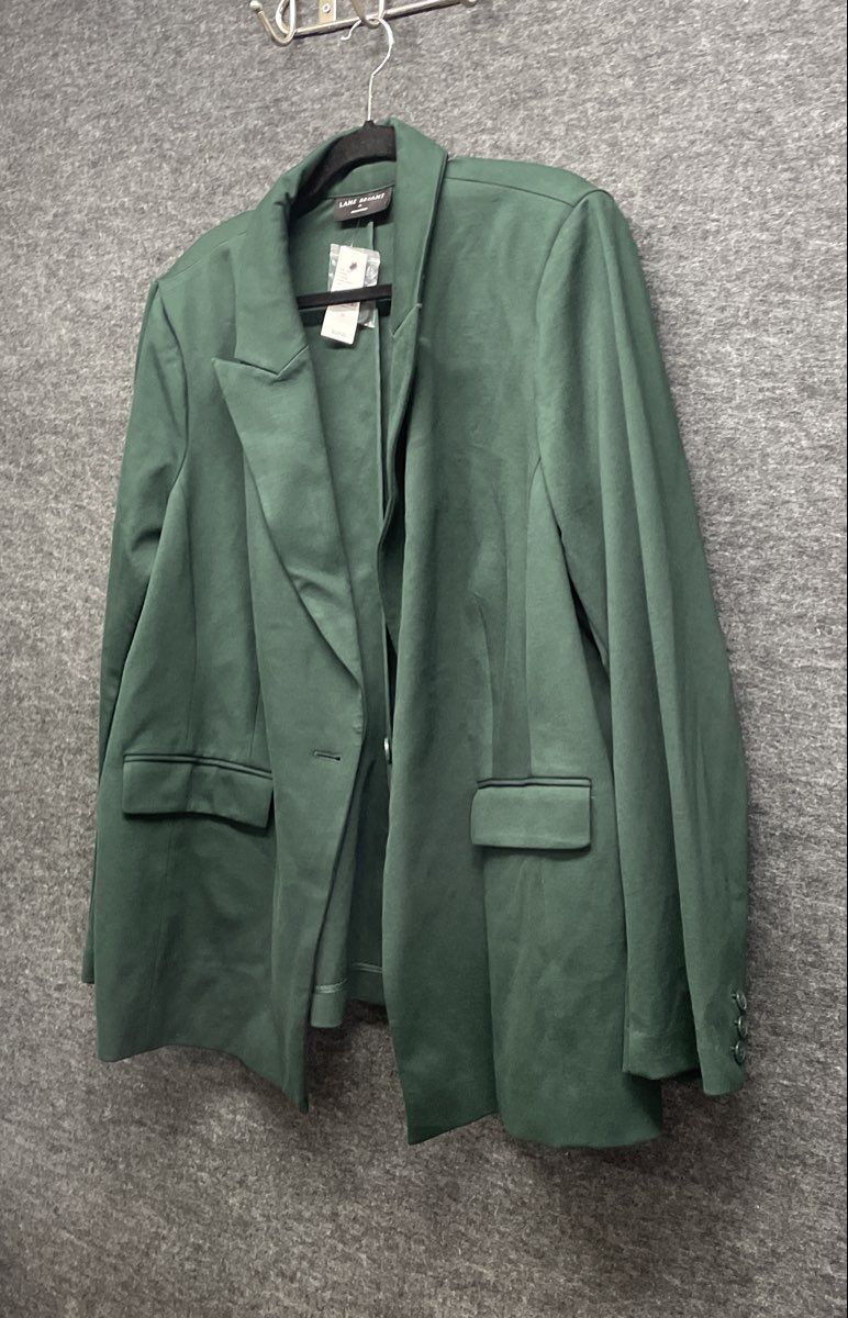 Lane Bryant Women's Dark Green One-Button Blazer Jacket Sz 24 NWT