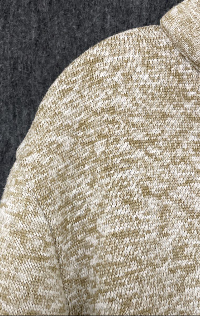 Coofandy Men's Tan White Marled Quarter Button Mock Neck Sweater Sz S