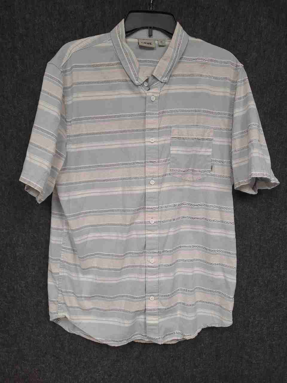 Vans Men's Blue Multicolor Striped Short Sleeve Button-Down Shirt Size XL