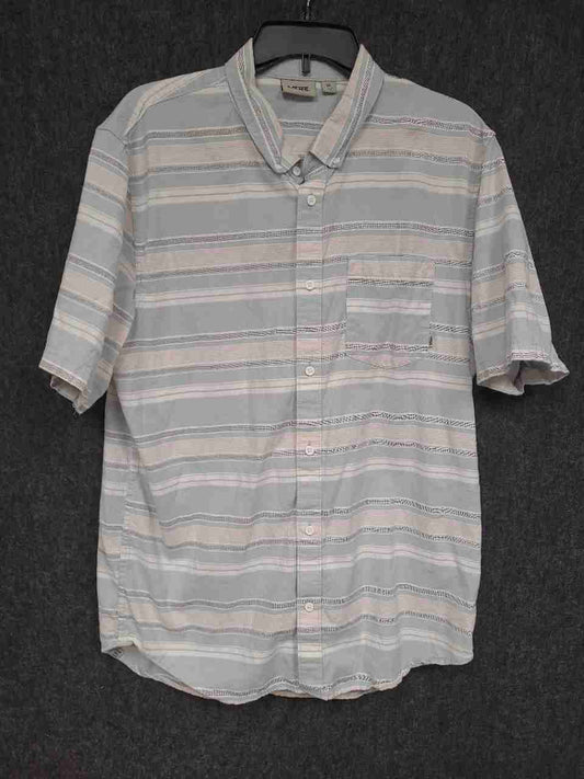 Vans Men's Blue Multicolor Striped Short Sleeve Button-Down Shirt Size XL